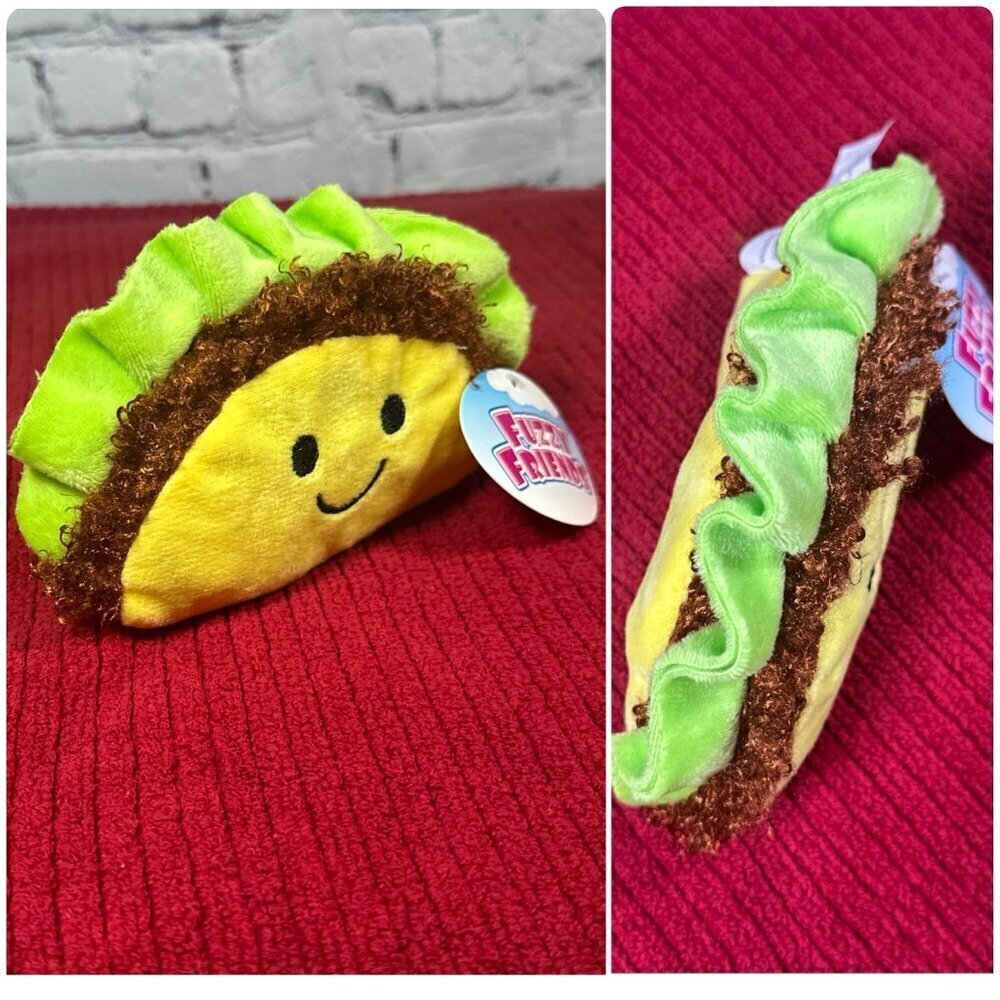 Taco Embroidered Smiley Face Foodie Plush Stuffed Animal Toy 7” Taco Tuesday Toy - Picture 1 of 13